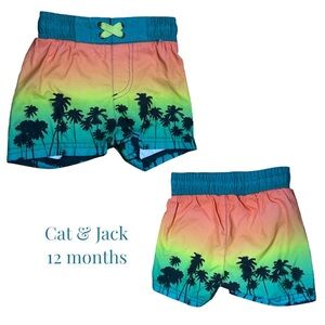 Cat & Jack Blue and Orange Tropical Shorts 12 Months New